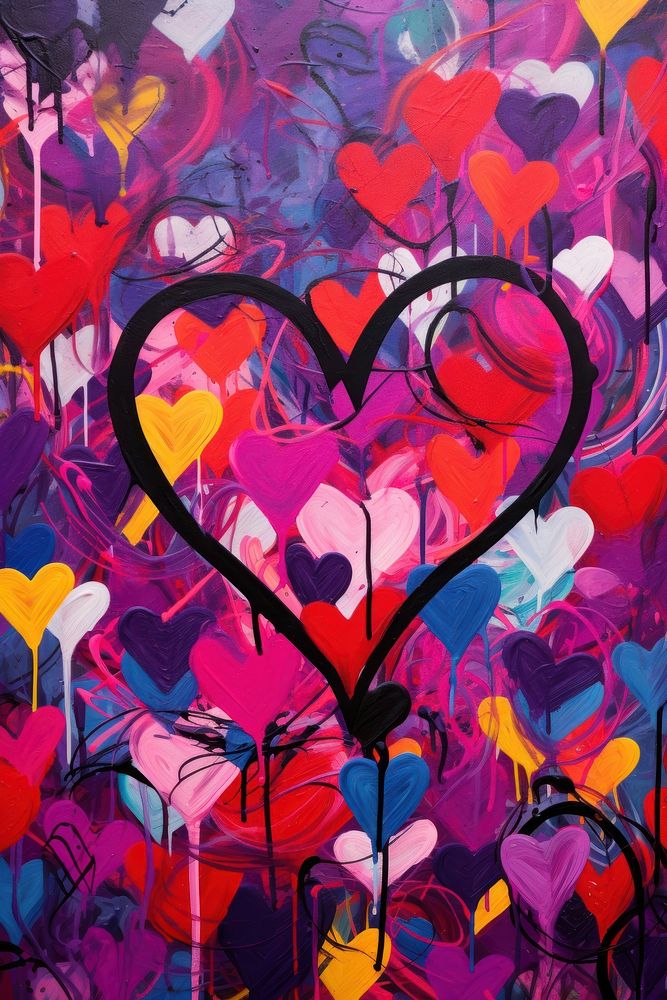 Heart purple graffiti painting. AI generated Image by rawpixel.