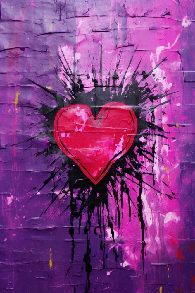 Heart purple graffiti paint. 