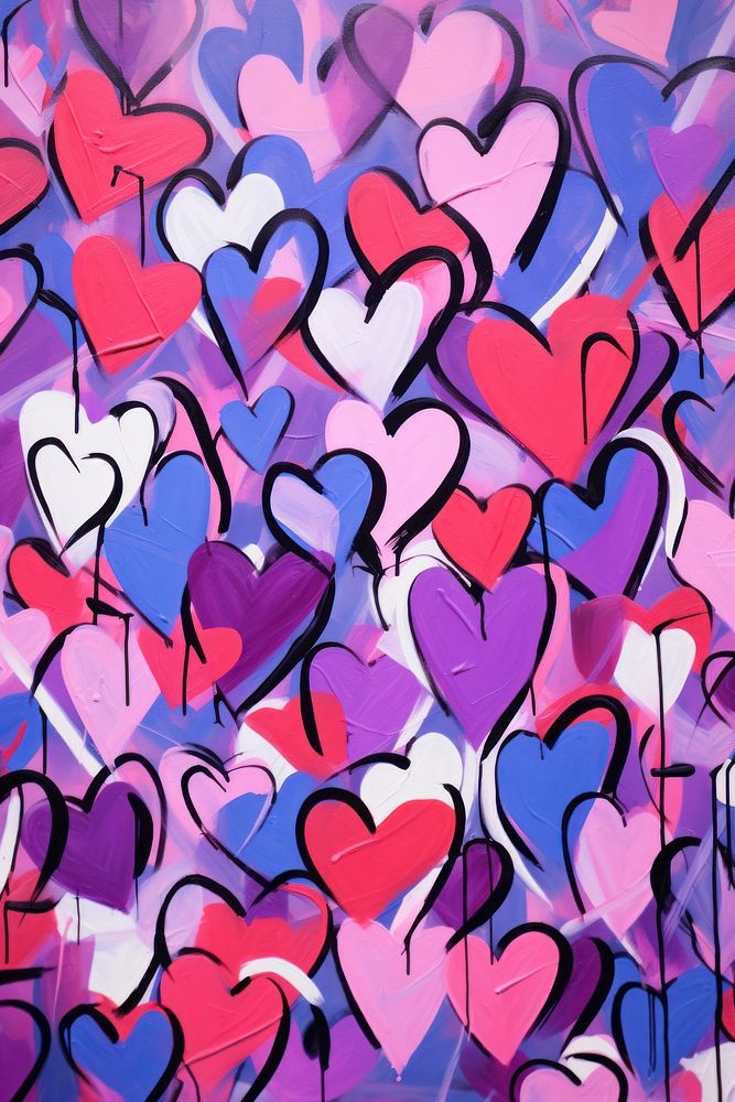 Heart purple repetition graffiti. 