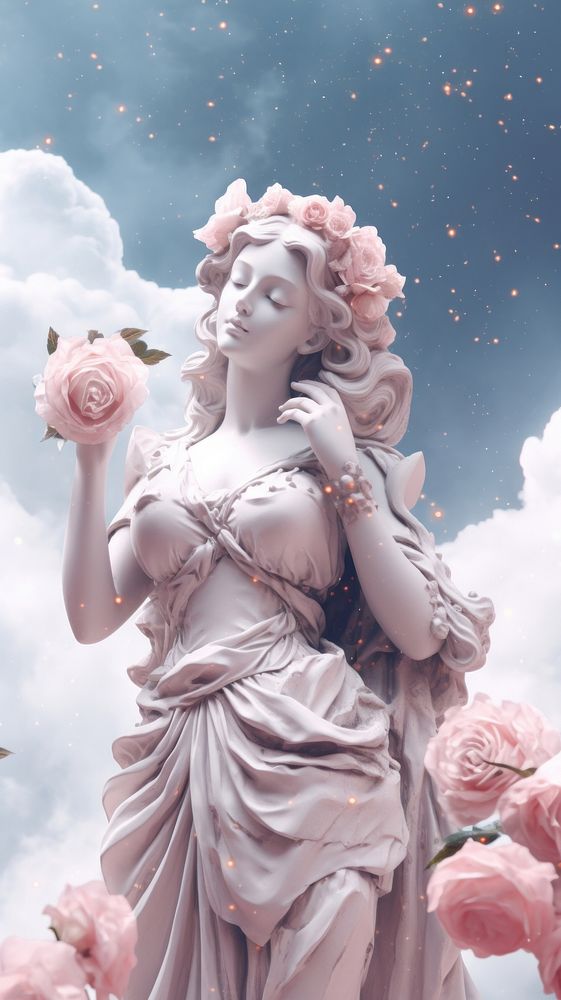 Flower statue angel plant. AI generated Image by rawpixel.