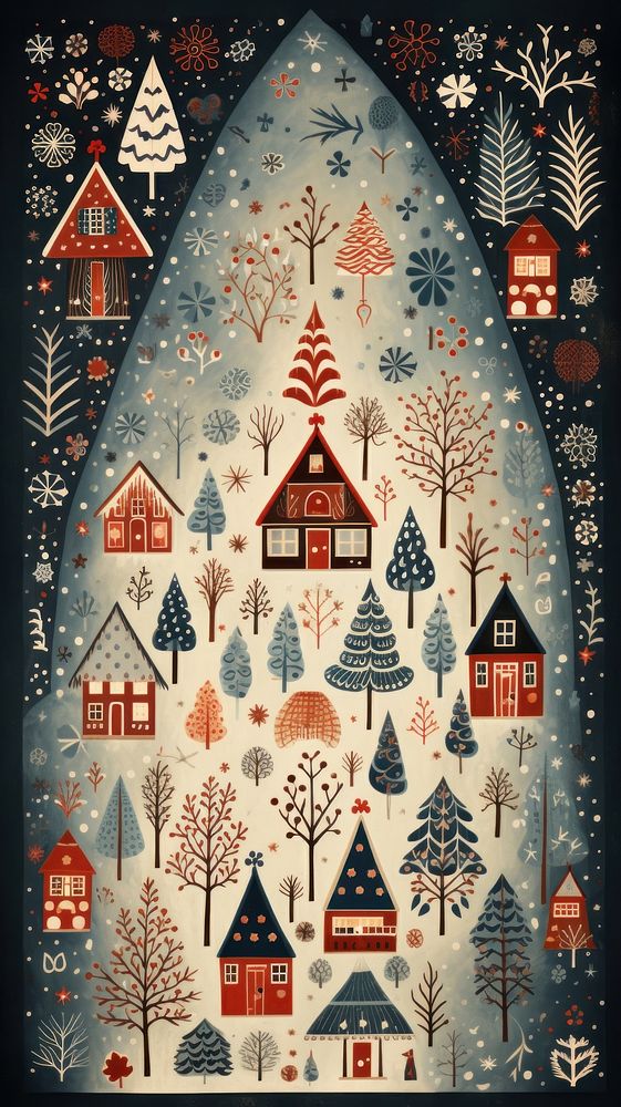 Folk art a christmas card backgrounds tapestry pattern. AI generated Image by rawpixel.