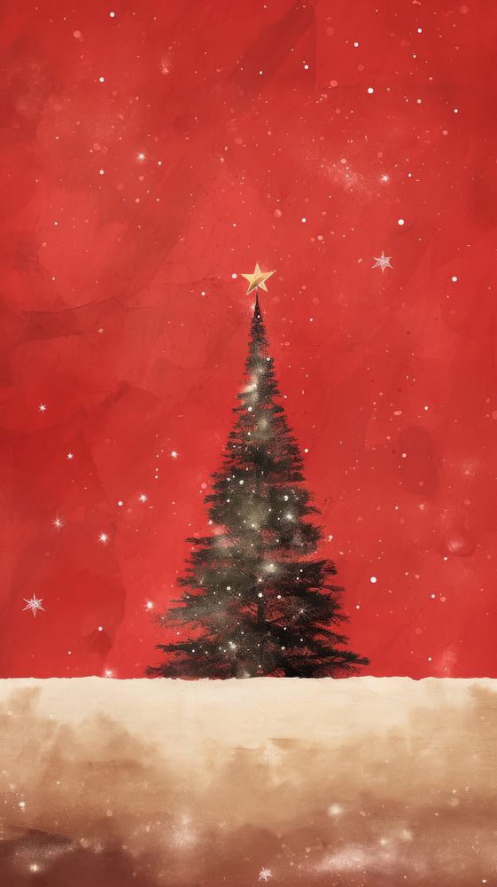 Christmas tree plant red. AI generated Image by rawpixel.