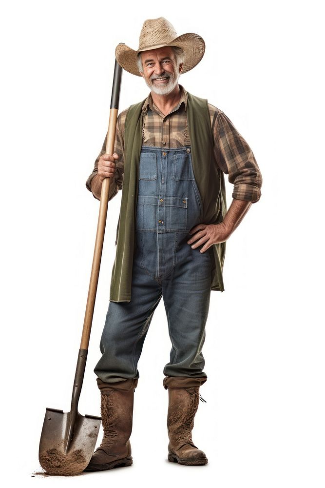 Farmer portrait smiling shovel. AI generated Image by rawpixel.