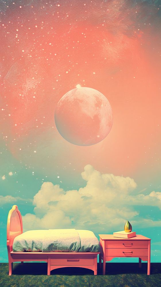 Retro dreamy astronomy furniture nature. AI generated Image by rawpixel.