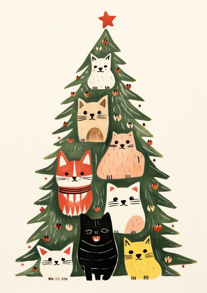 Christmas animal tree mammal. AI generated Image by rawpixel.