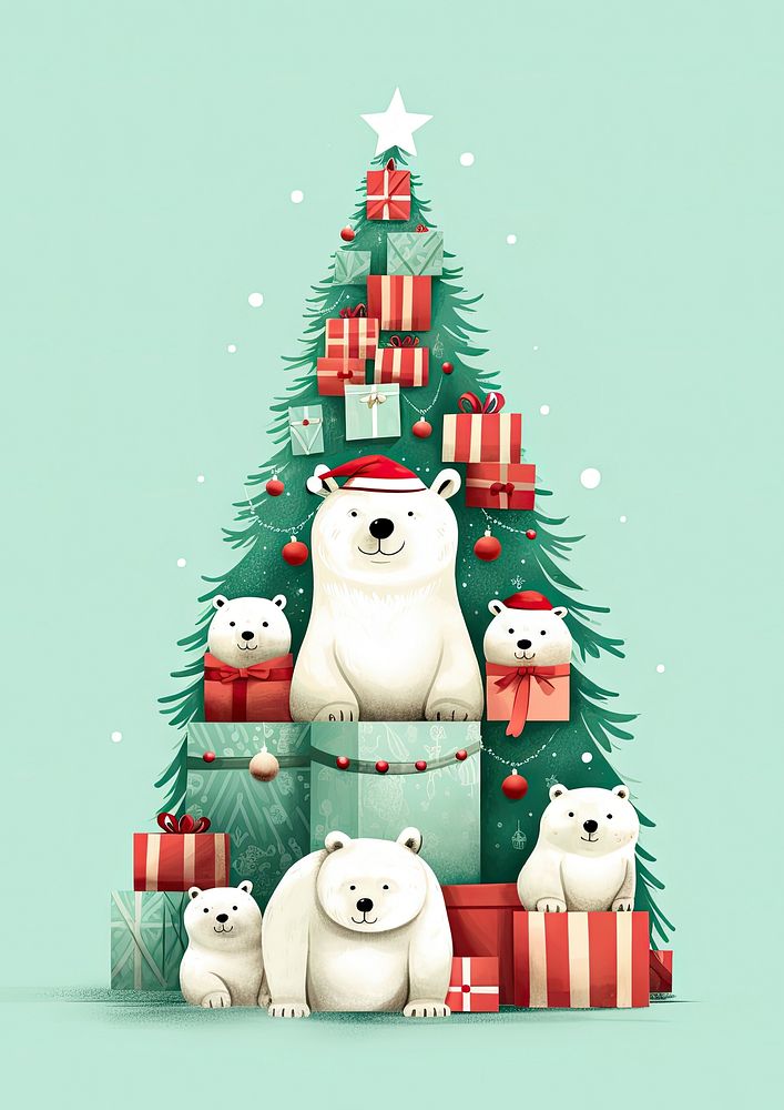 Christmas animal bear mammal. AI generated Image by rawpixel.