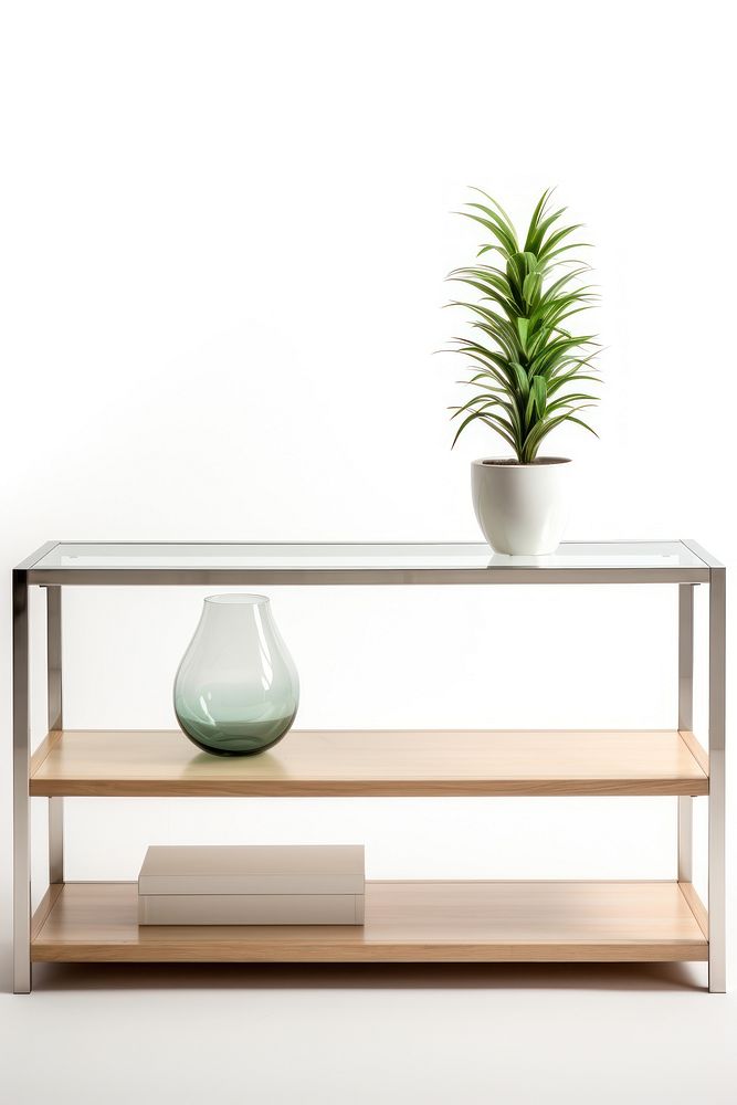Modern console table furniture shelf vase. AI generated Image by rawpixel.