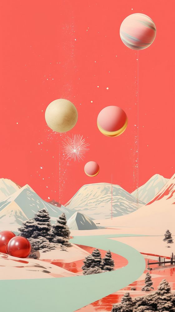 Balloon nature moon art. AI generated Image by rawpixel.