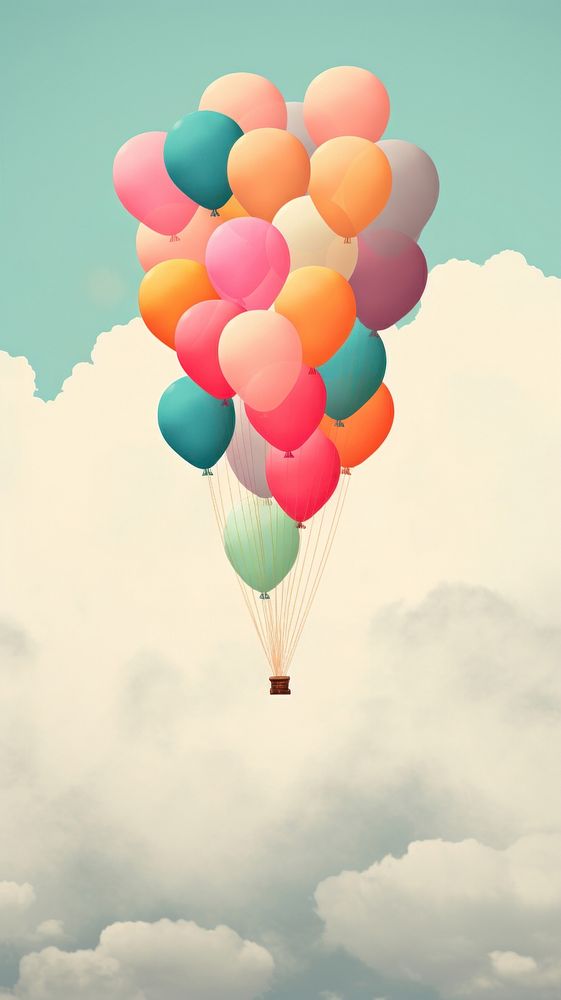 Balloon aircraft bunch transportation. AI generated Image by rawpixel.