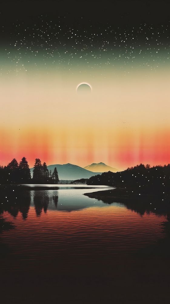 Lake astronomy outdoors nature. AI generated Image by rawpixel.