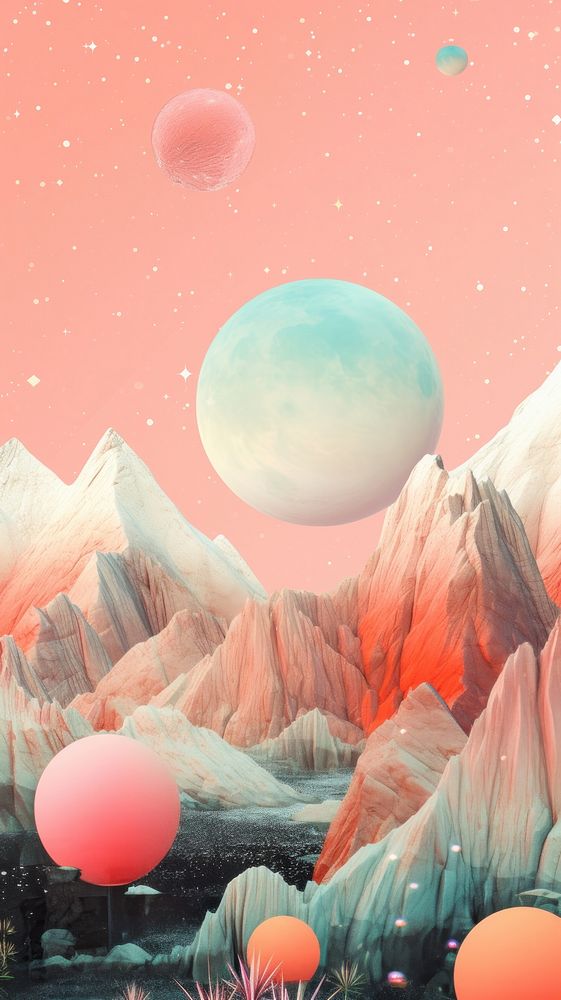 Astronomy mountain outdoors painting. AI generated Image by rawpixel.