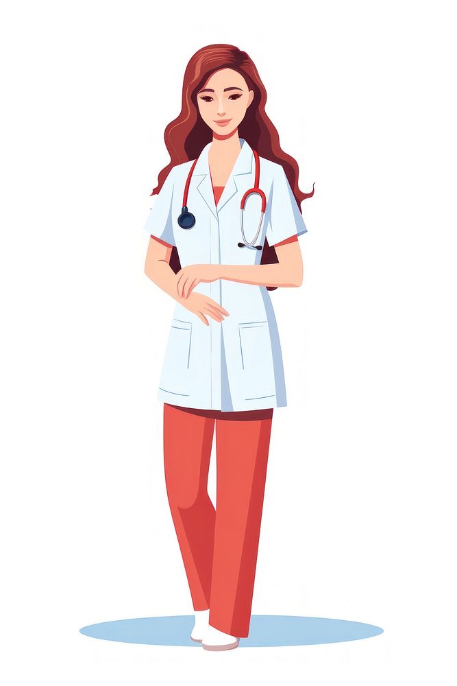 Standing female nurse white background. AI generated Image by rawpixel.