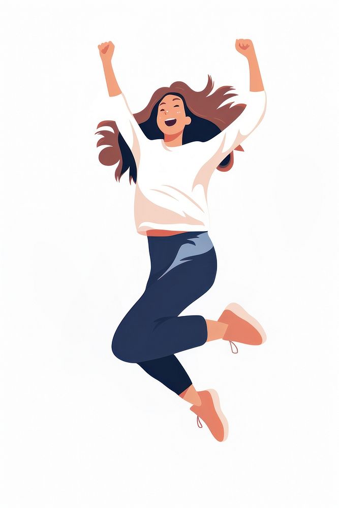 An asian young girl jumping happily dancing white background creativity. AI generated Image by rawpixel.
