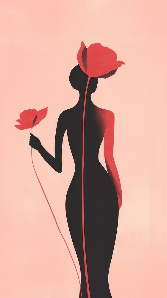 Flower art silhouette female. AI generated Image by rawpixel.