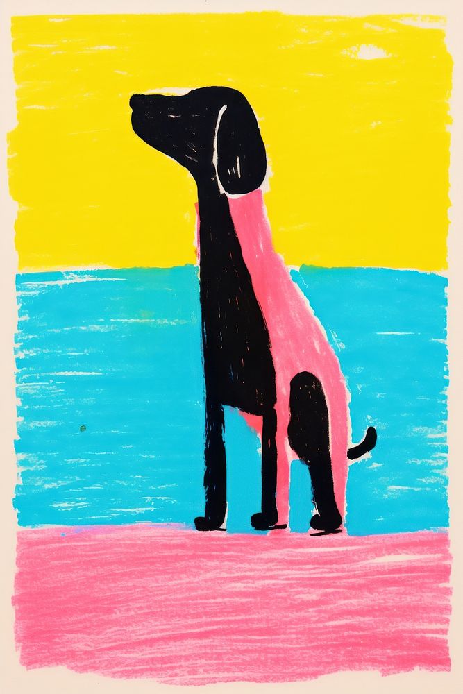 Happy dog art painting drawing. AI generated Image by rawpixel.