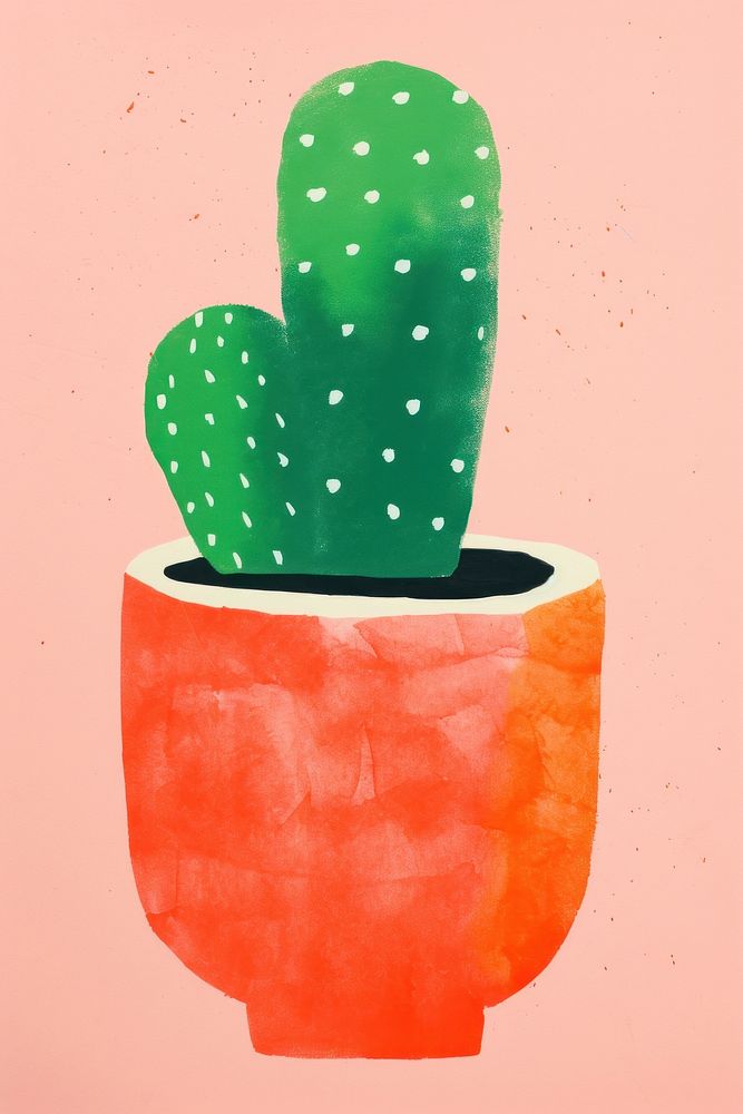Cactus pot plant art houseplant. AI generated Image by rawpixel.