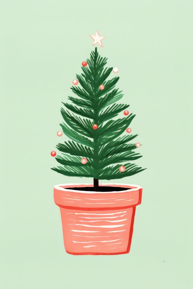Mini christmas tree pot plant celebration decoration. AI generated Image by rawpixel.