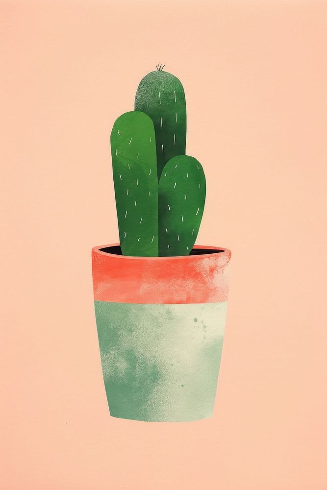 Cactus pot plant art creativity. AI generated Image by rawpixel.
