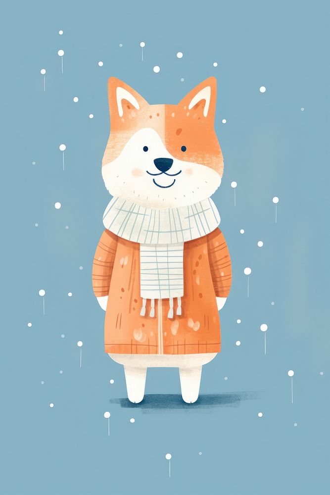 Happy siberian husky dog wearing winter sweater snow art representation. AI generated Image by rawpixel.