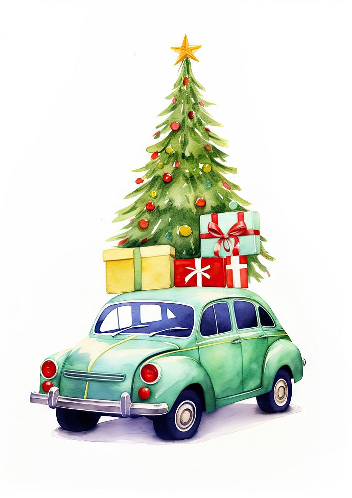 Christmas tree car vehicle. AI generated Image by rawpixel.