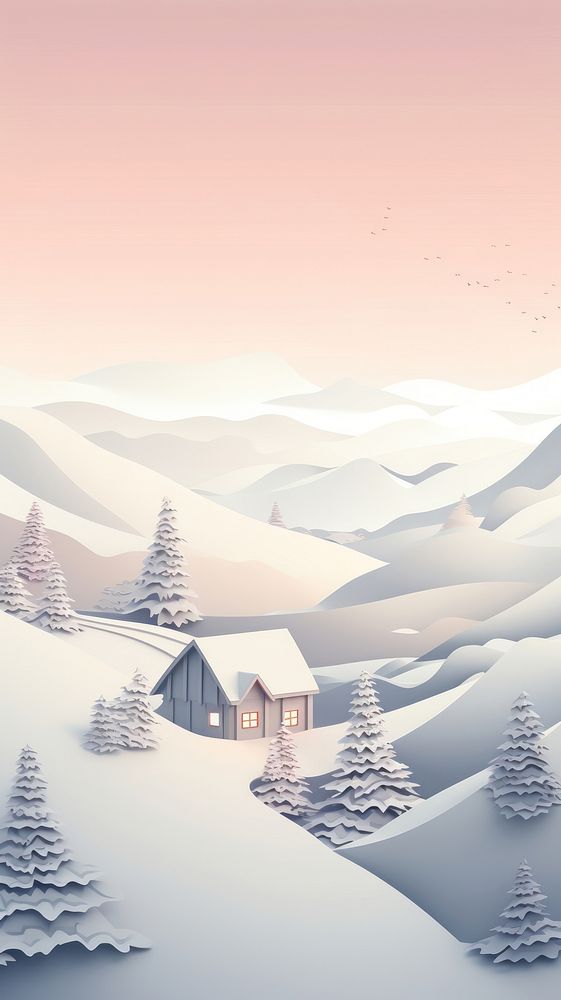Landscape winter house snow. AI generated Image by rawpixel.