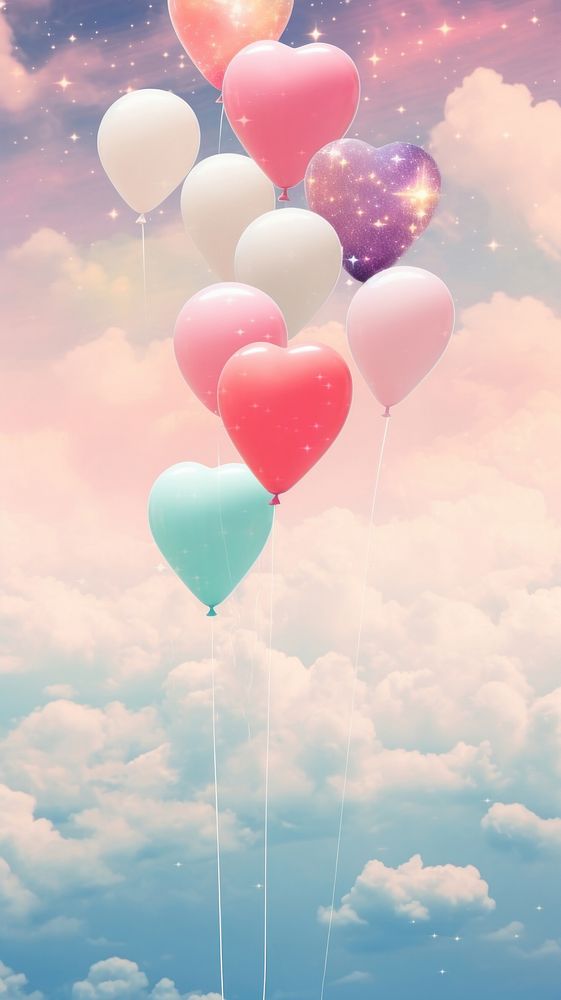 Balloon heart sky tranquility. AI generated Image by rawpixel.