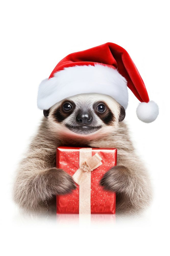 Animal holding christmas present mammal cute pet. AI generated Image by rawpixel.