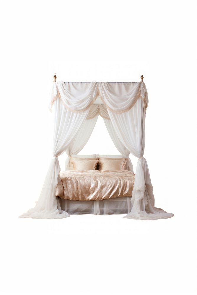 Bed canopy furniture bedroom white background. AI generated Image by rawpixel.