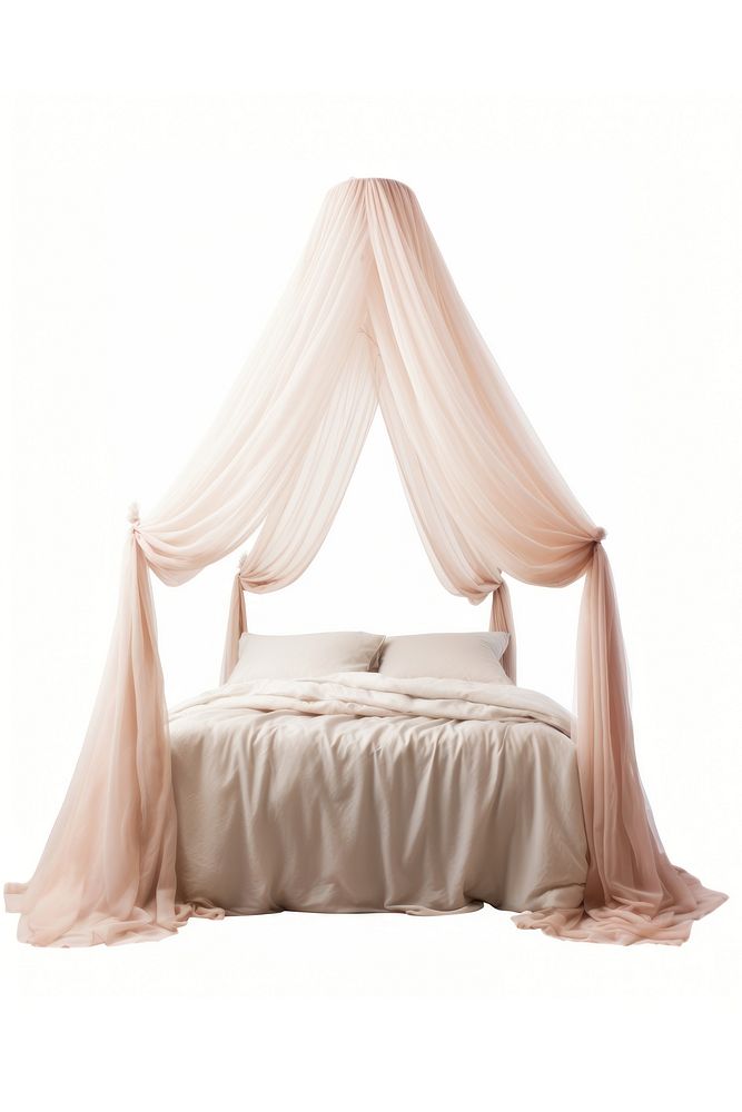 Bed canopy furniture white background relaxation. AI generated Image by rawpixel.