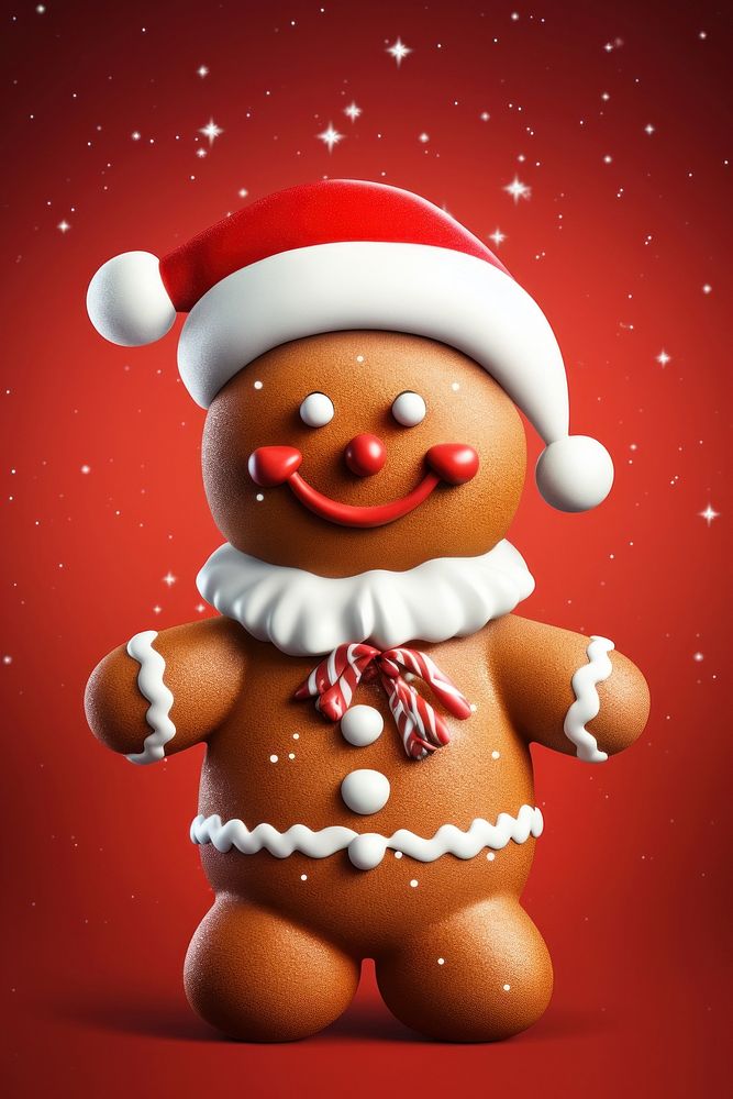 Gingerbread christmas snowman cookie. AI generated Image by rawpixel.