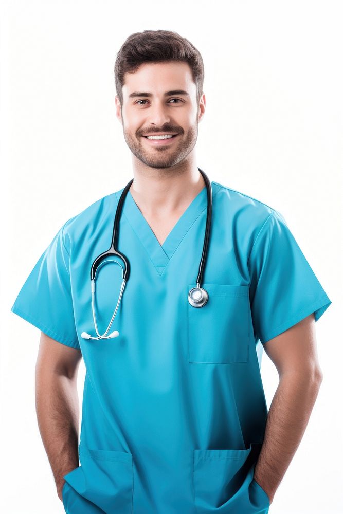 Male nurse adult white background stethoscope. AI generated Image by rawpixel.