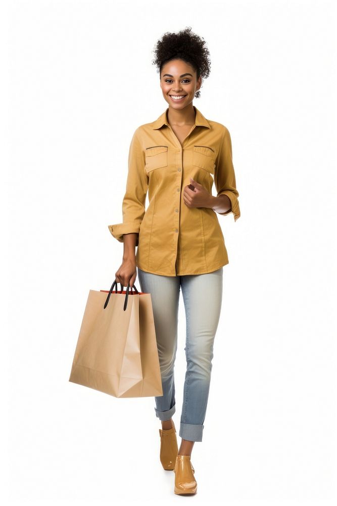 A female customer shopping handbag white background. AI generated Image by rawpixel.