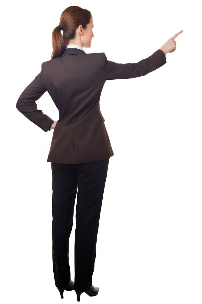 Office woman pointing finger standing adult white background. AI generated Image by rawpixel.