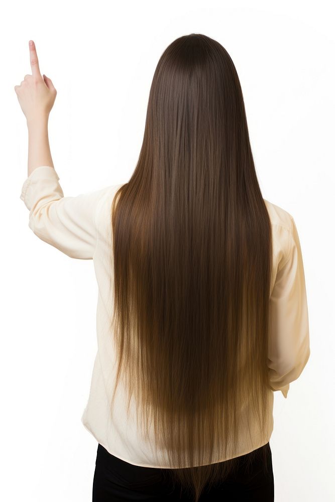 Long hair woman finger adult white background. AI generated Image by rawpixel.