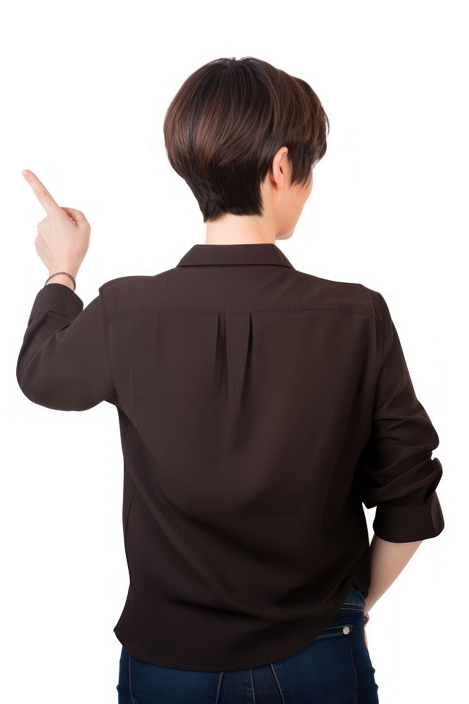 Short hair woman pointing finger sleeve. AI generated Image by rawpixel.