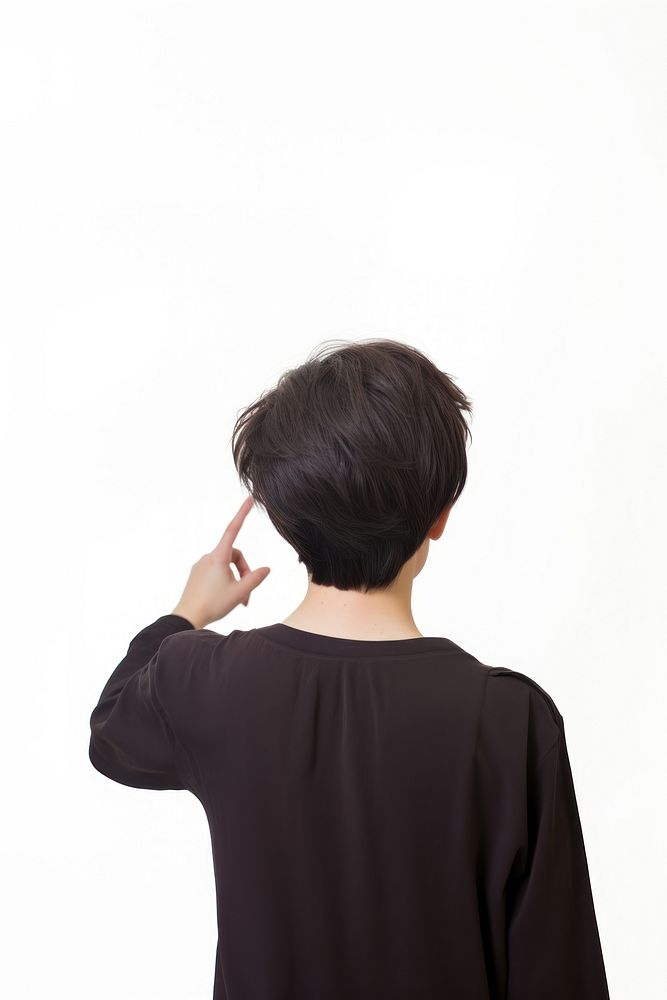 Short hair woman photo back white background. AI generated Image by rawpixel.