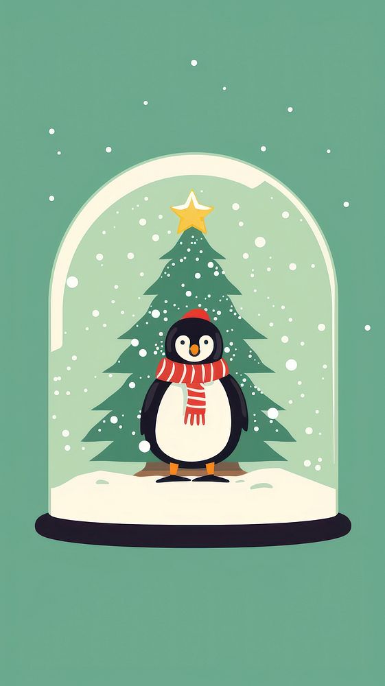 Penguin snow christmas winter. AI generated Image by rawpixel.