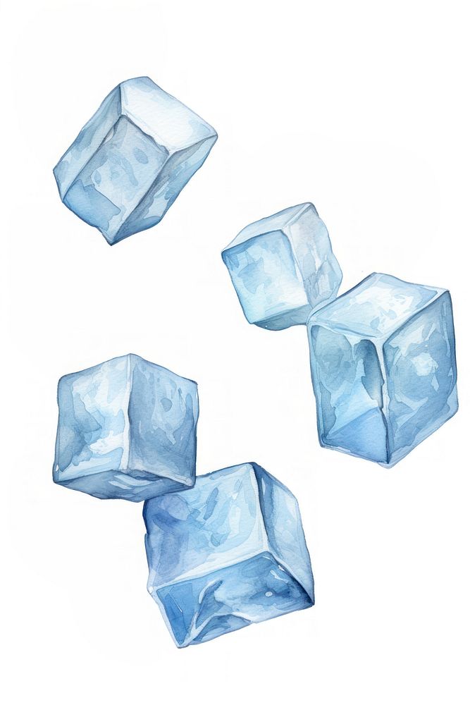 Four flying ice cubes dice white background simplicity. AI generated Image by rawpixel.