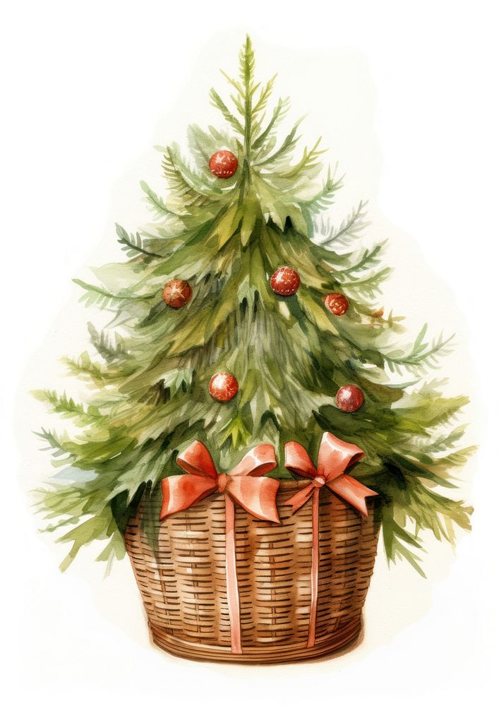 Christmas basket plant tree. AI generated Image by rawpixel.
