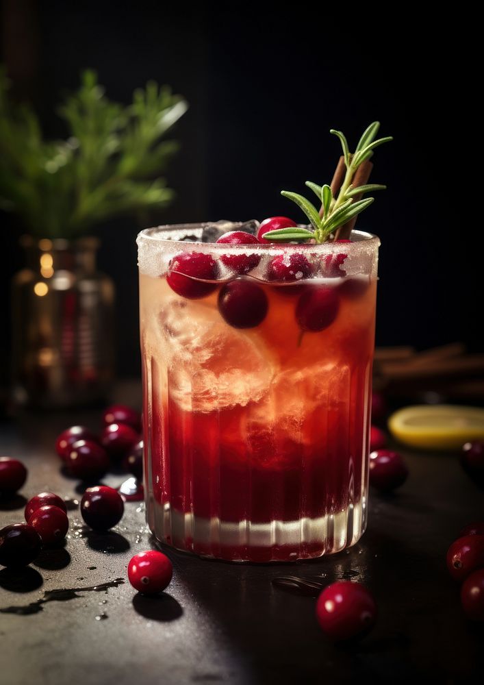 A cinnamon brown sugar cranberry cocktail drink fruit plant. AI generated Image by rawpixel.