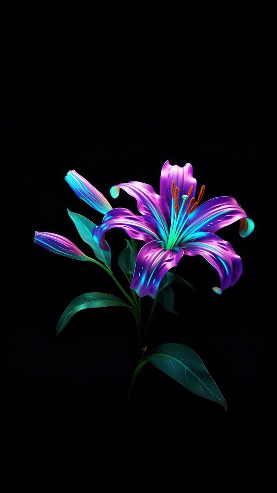 Lily purple flower green. AI generated Image by rawpixel.