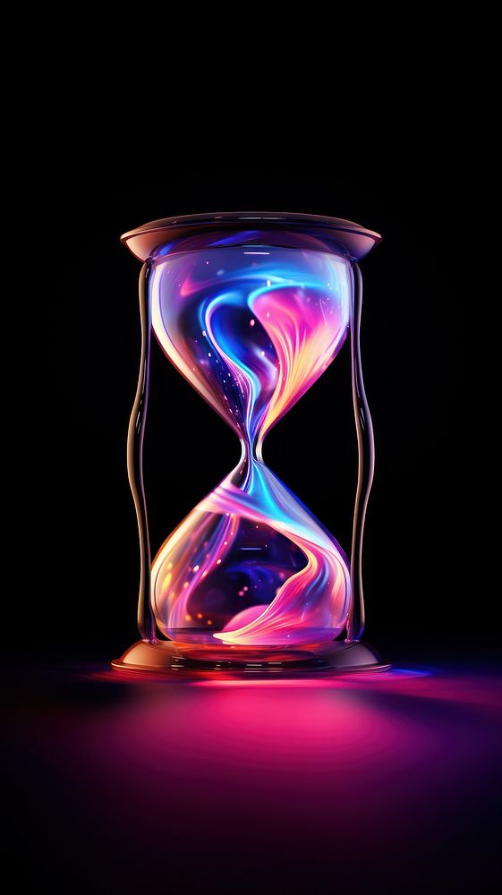 Hourglass illuminated reflection deadline. AI generated Image by rawpixel.