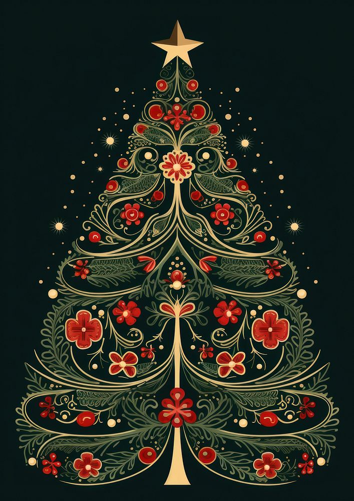 Christmas tree stencil design red anticipation illuminated. AI generated Image by rawpixel.