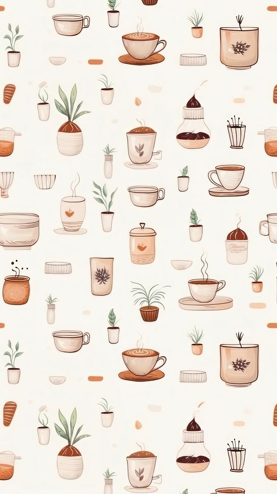 Coffee shop backgrounds pattern plant. AI generated Image by rawpixel.