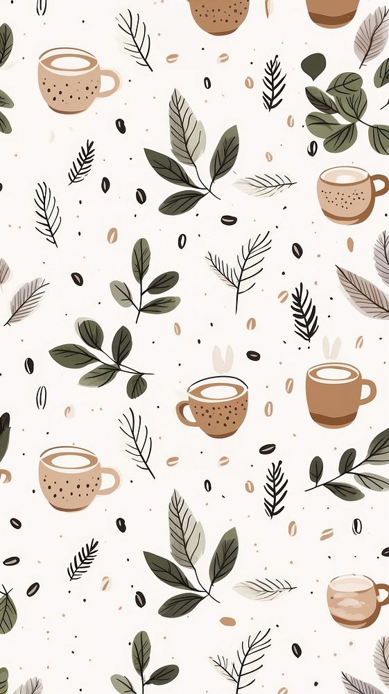 Coffee plant pattern backgrounds drawing. AI generated Image by rawpixel.