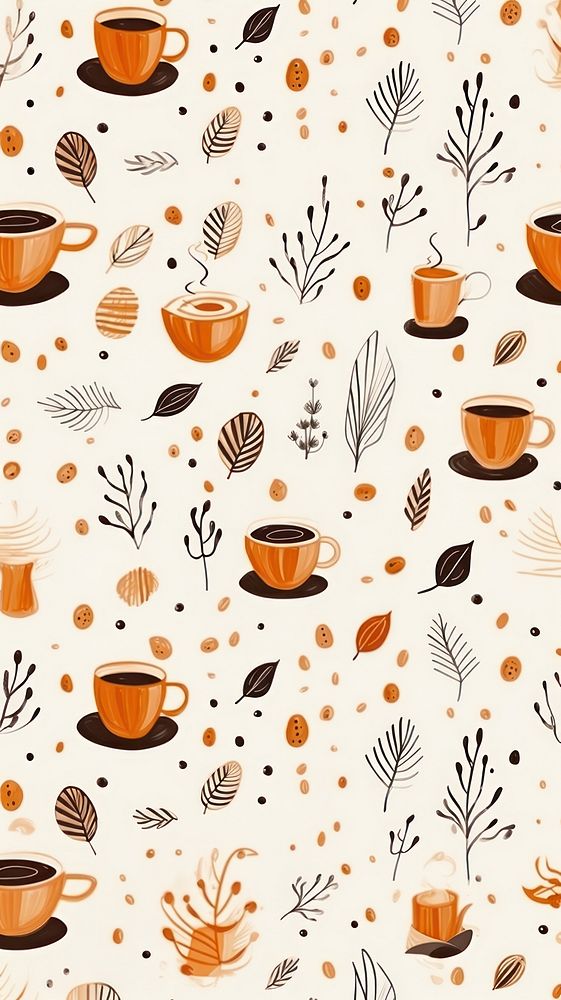 Coffee pattern backgrounds wallpaper. AI generated Image by rawpixel.