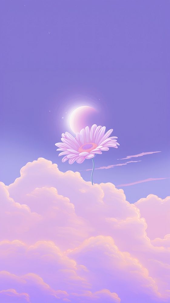 Daisy flower purple outdoors nature. AI generated Image by rawpixel.
