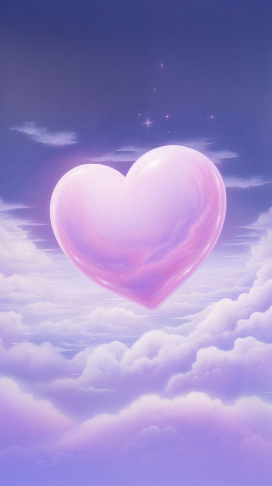 A pastel purple heart cloud tranquility backgrounds. AI generated Image by rawpixel.