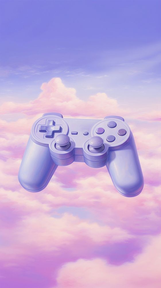 A pastel purple joystick cloud electronics technology. AI generated Image by rawpixel.