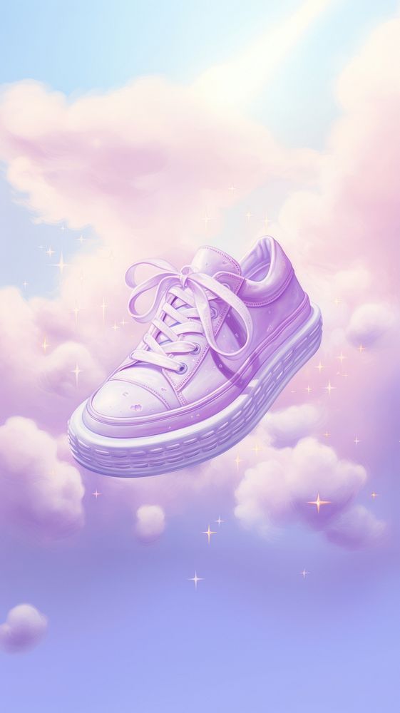 Sneakers footwear purple cloud. AI generated Image by rawpixel.